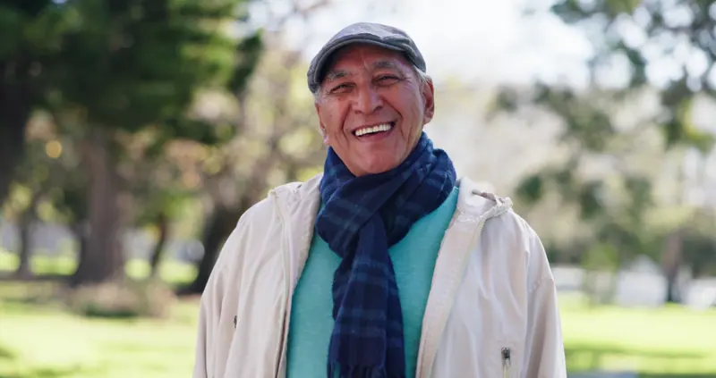 Smiling senior man outdoors